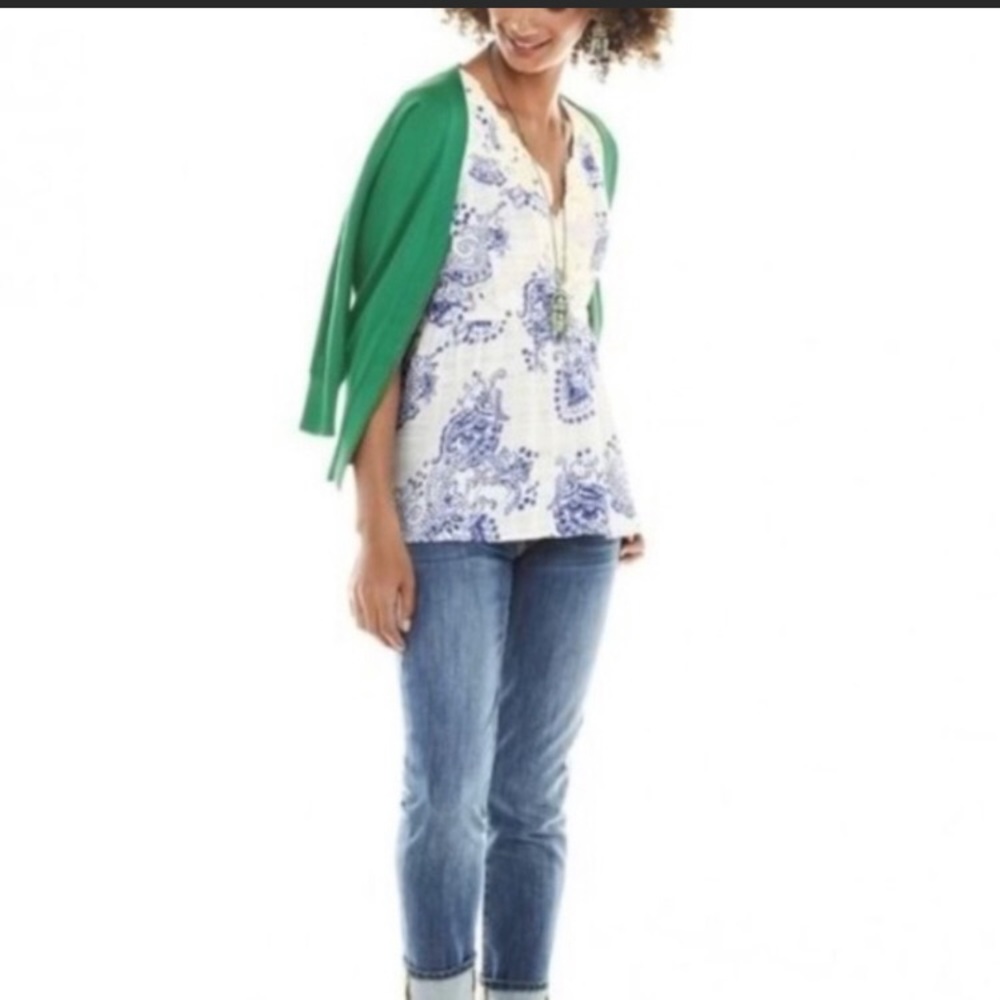 CAbi Veranda faux wrap shirt, large